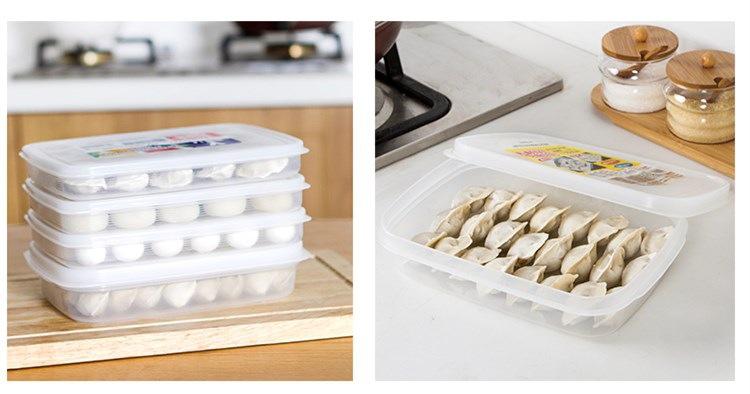 厨房必备日式饺子保鲜盒 带盖创意冷藏饺子盒收纳盒储存盒 工厂价